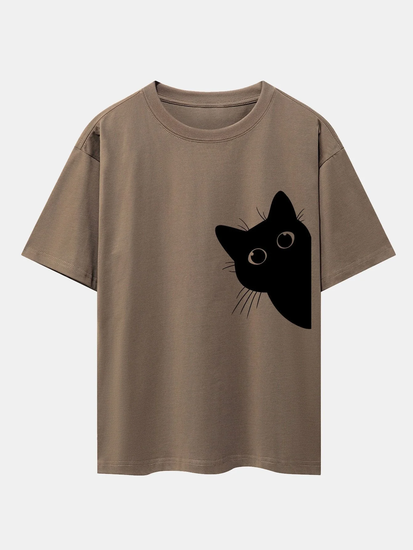 Severo® | Black Cat Print Drop Shoulder Oversize T-Shirt - Image 4