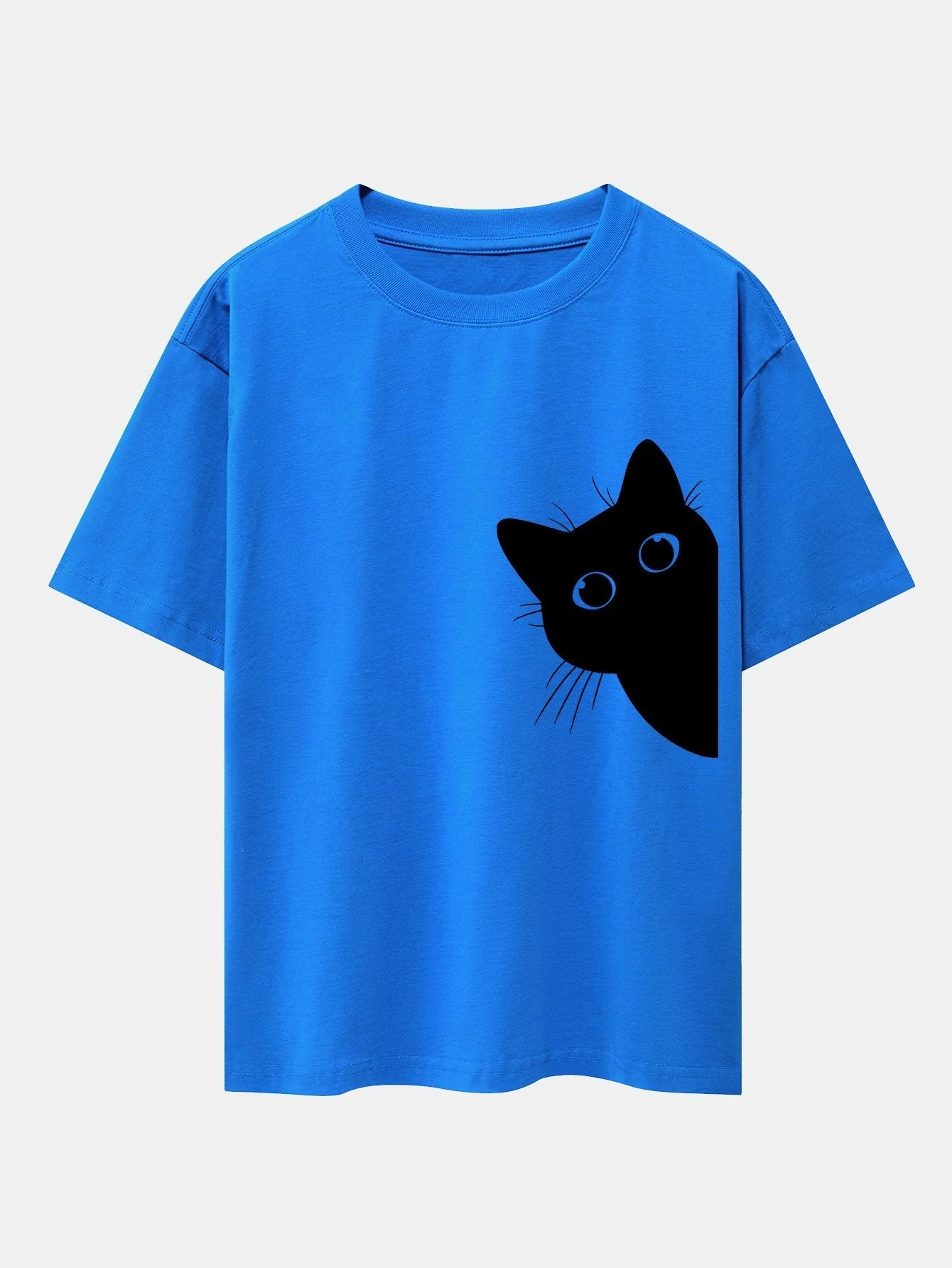 Severo® | Black Cat Print Drop Shoulder Oversize T-Shirt - Image 6