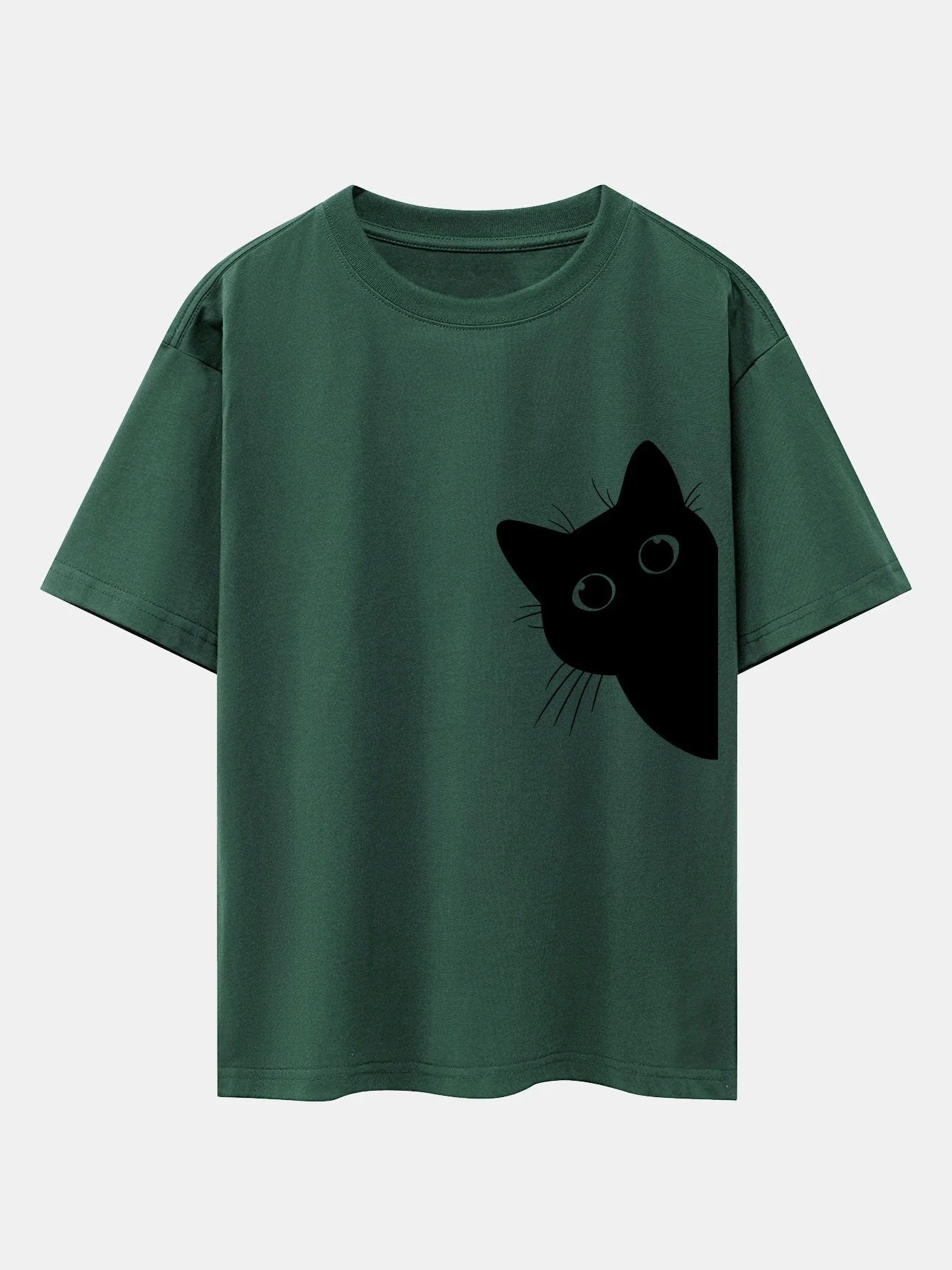 Severo® | Black Cat Print Drop Shoulder Oversize T-Shirt - Image 8