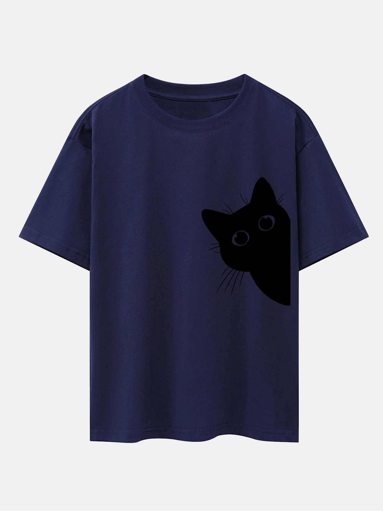 Severo® | Black Cat Print Drop Shoulder Oversize T-Shirt - Image 9