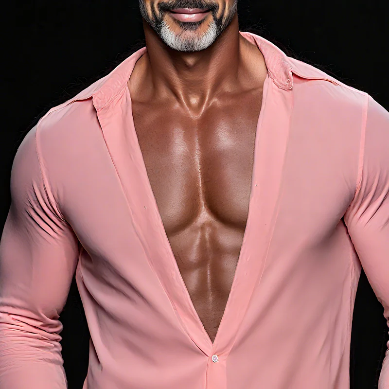 Shane | Men'S Solid Stretch Lapel Long Sleeve Shirt - Image 3