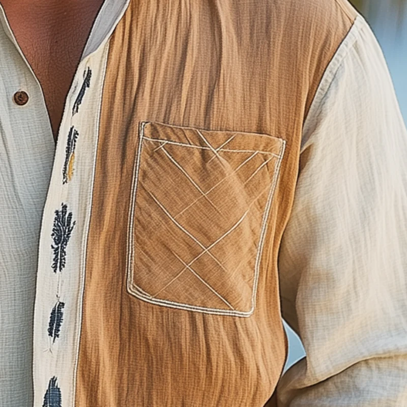 Shannon | Men'S Summer Fashion Printed Linen Blended Long Sleeve Shirt - Image 3