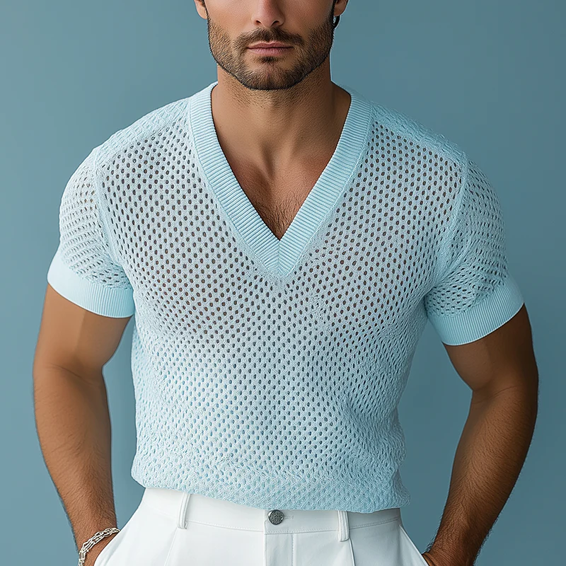 Shawn | Men'S Summer Fashion Knitted Mesh Short Sleeve T-Shirt - Image 2