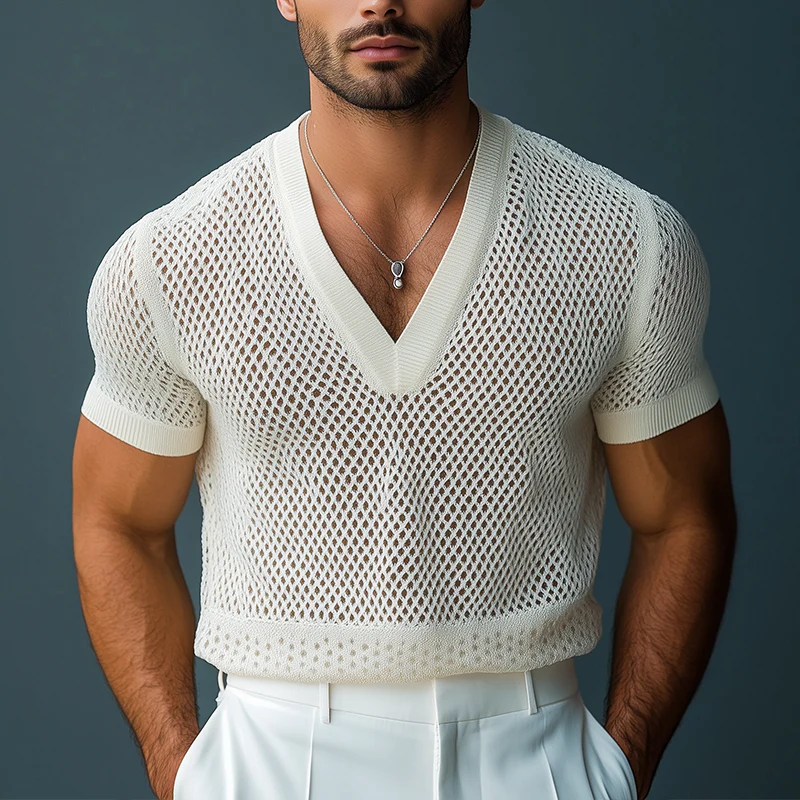 Shawn | Men'S Summer Fashion Knitted Mesh Short Sleeve T-Shirt - Image 3