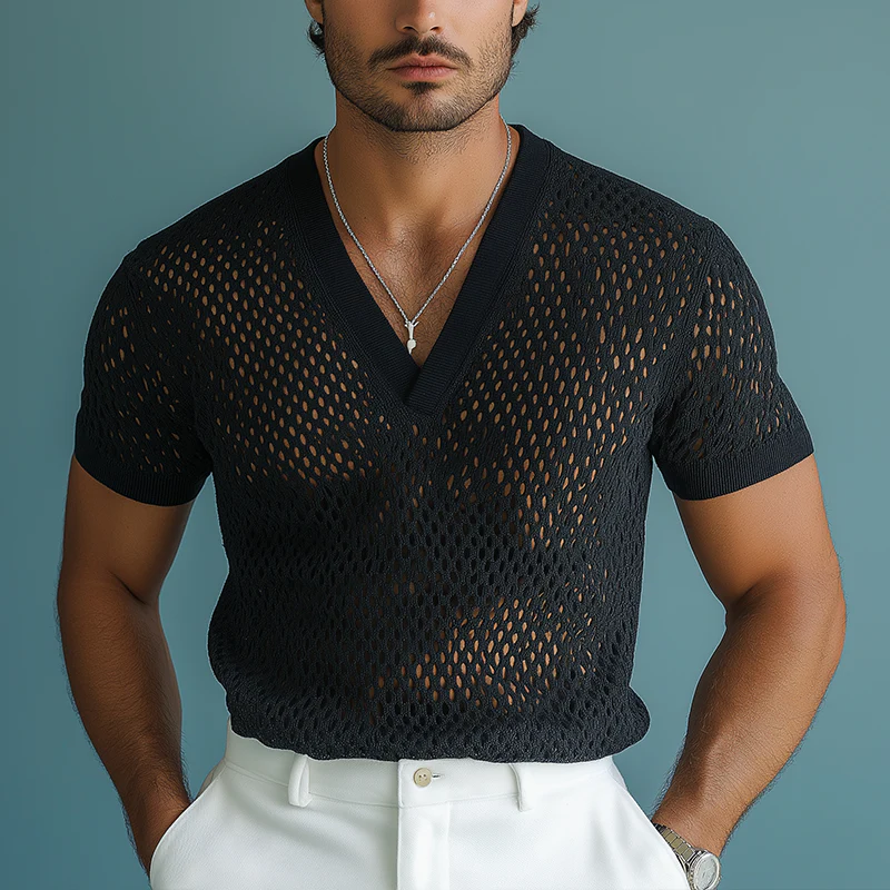 Shawn | Men'S Summer Fashion Knitted Mesh Short Sleeve T-Shirt - Image 4