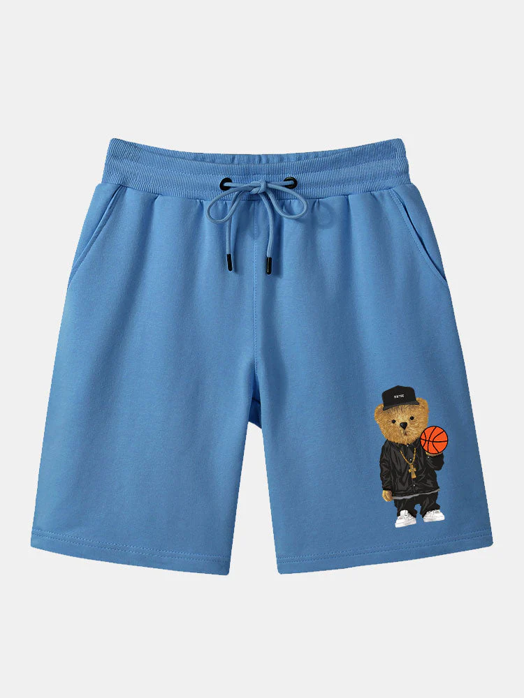 Sigismund | Basketball Bear Print Mid Length Shorts - Image 4