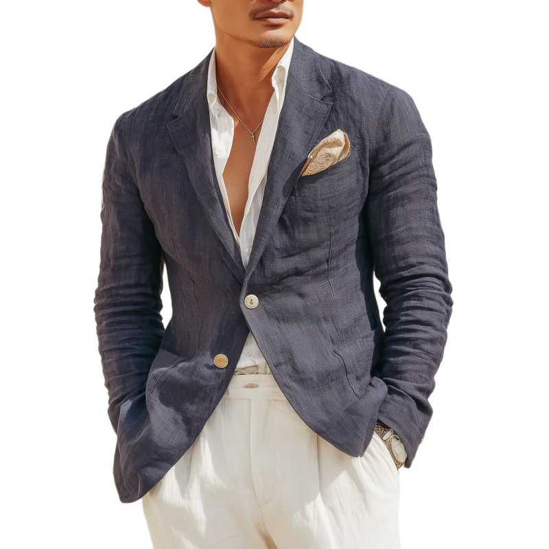 Silvio | Men'S Casual Solid Color Breathable Linen Notch Lapel Single-Breasted Slim-Fit Blazer