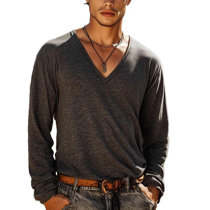 Silvio | Men'S Simple Loose Cotton Long Sleeve T-Shirt