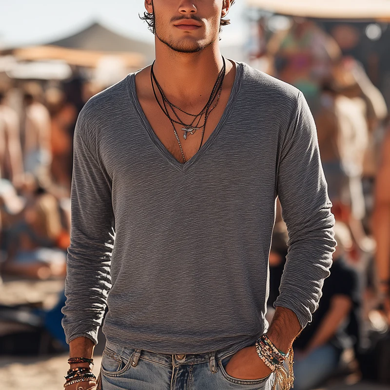 Silvio | Men'S Simple Loose Cotton Long Sleeve T-Shirt - Image 3