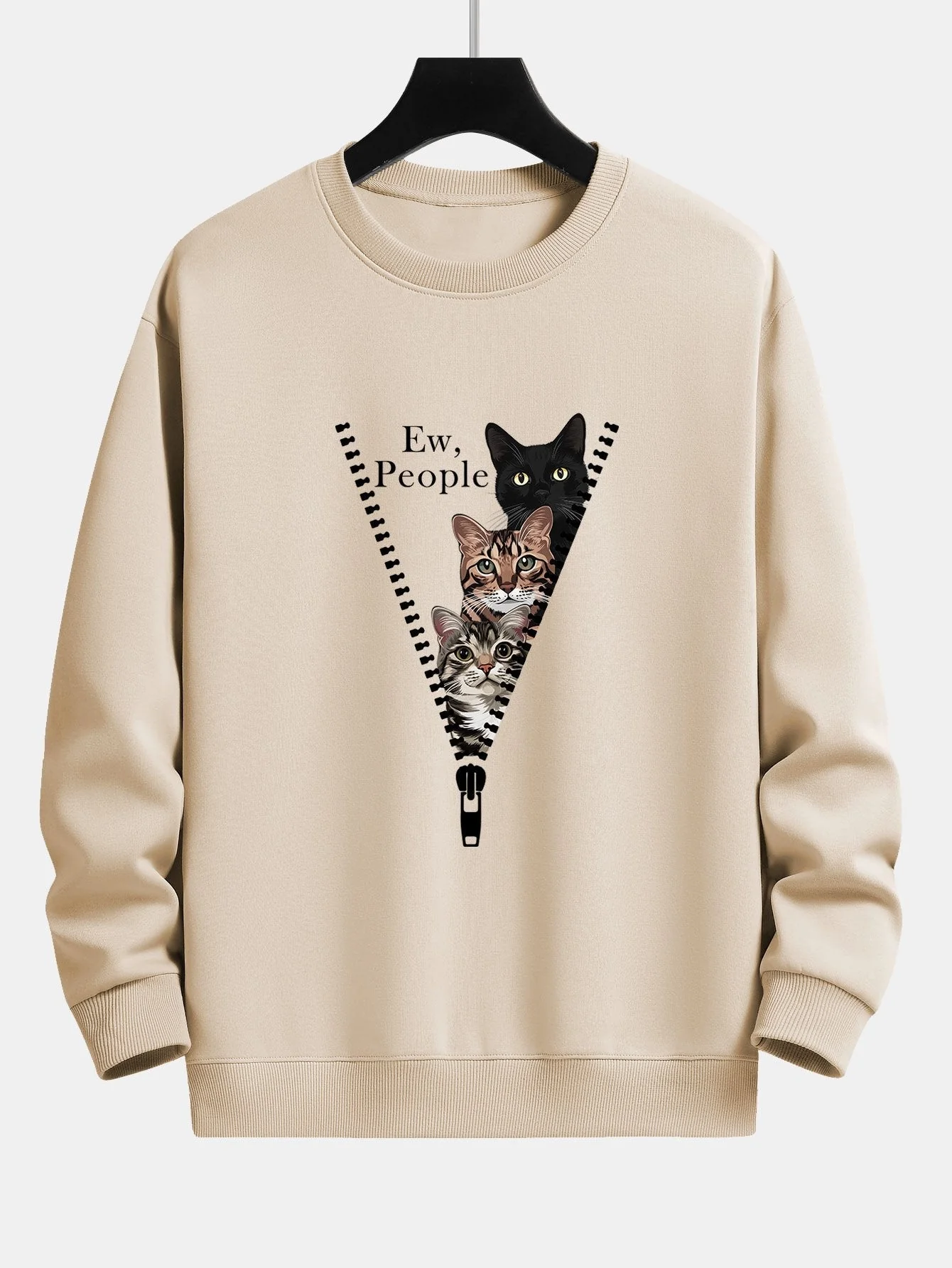 Simeón® | Zipper Cat Print Relax Fit Sweatshirt - Image 2