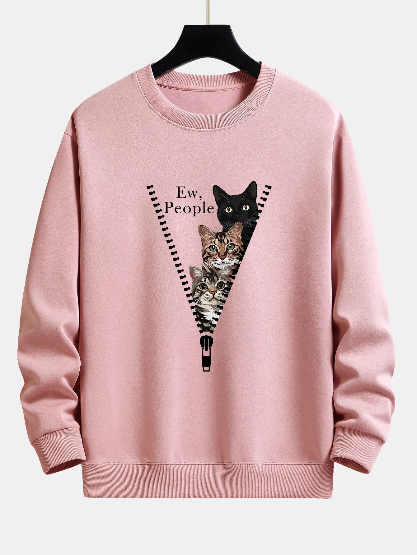 Simeón® | Zipper Cat Print Relax Fit Sweatshirt - Image 3