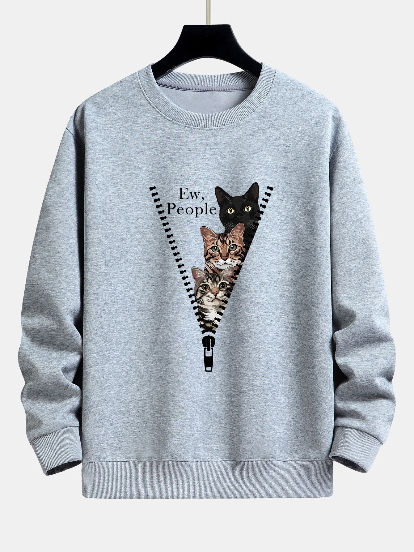 Simeón® | Zipper Cat Print Relax Fit Sweatshirt - Image 4