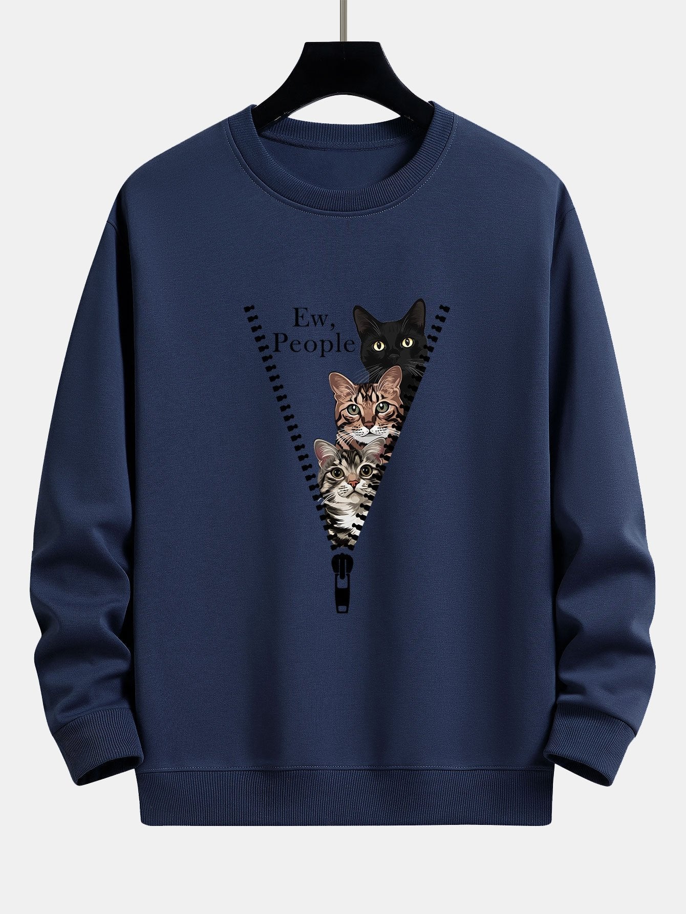 Simeón® | Zipper Cat Print Relax Fit Sweatshirt - Image 5