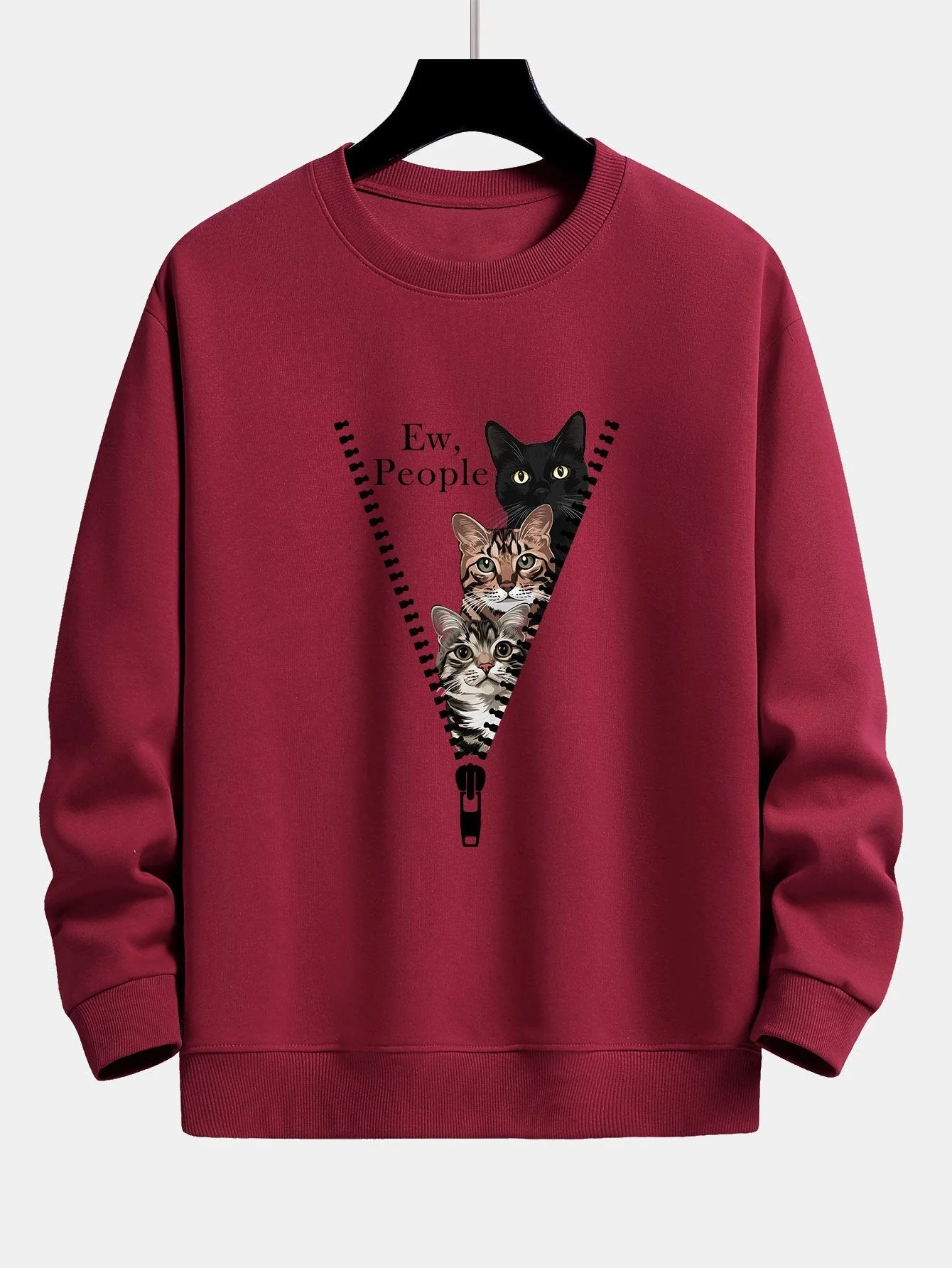 Simeón® | Zipper Cat Print Relax Fit Sweatshirt - Image 6