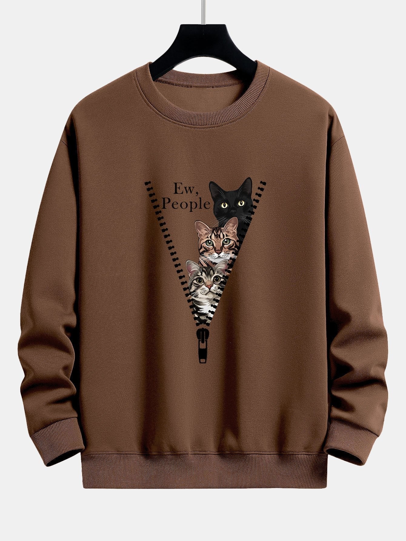 Simeón® | Zipper Cat Print Relax Fit Sweatshirt - Image 7