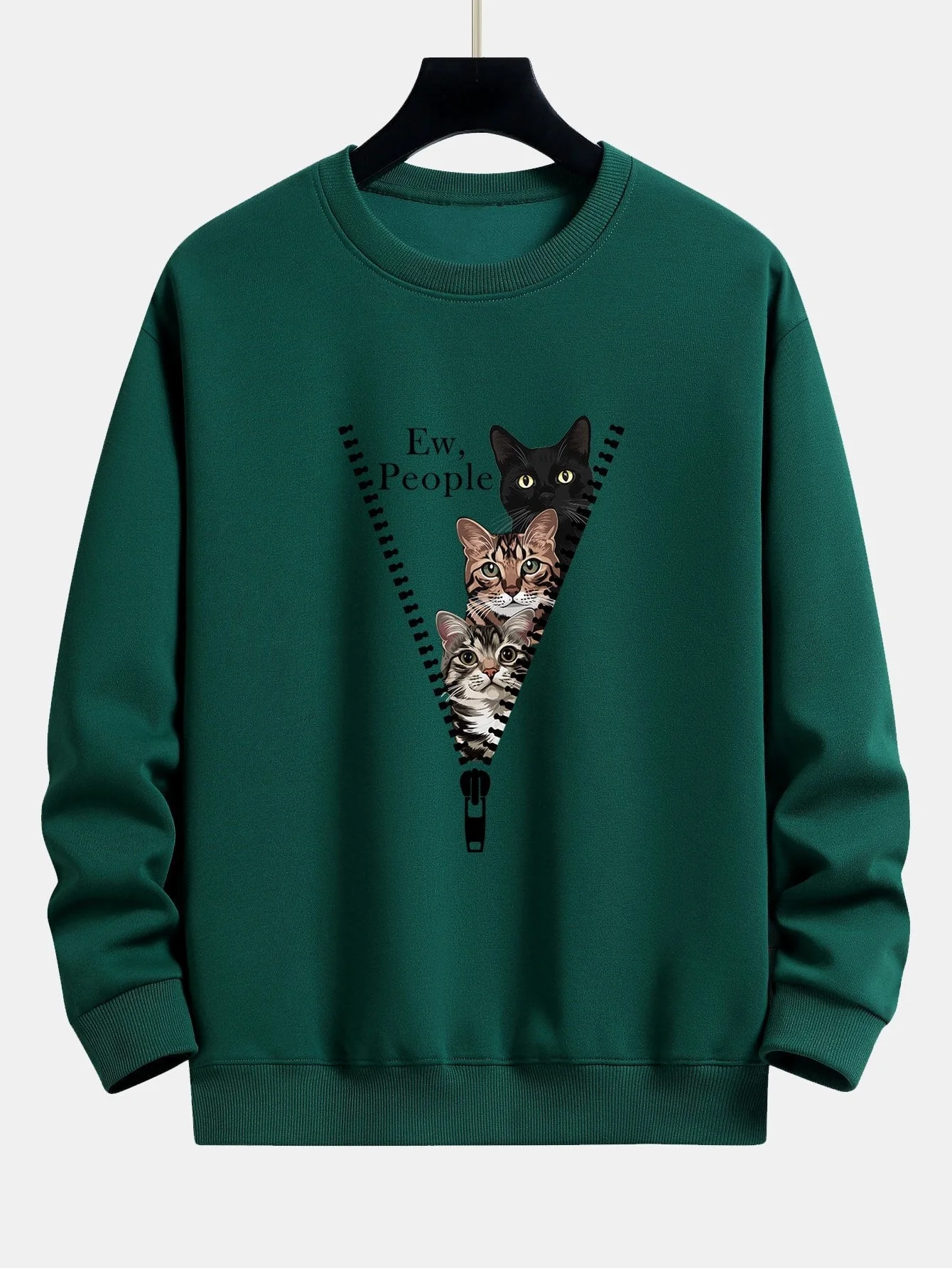 Simeón® | Zipper Cat Print Relax Fit Sweatshirt - Image 8