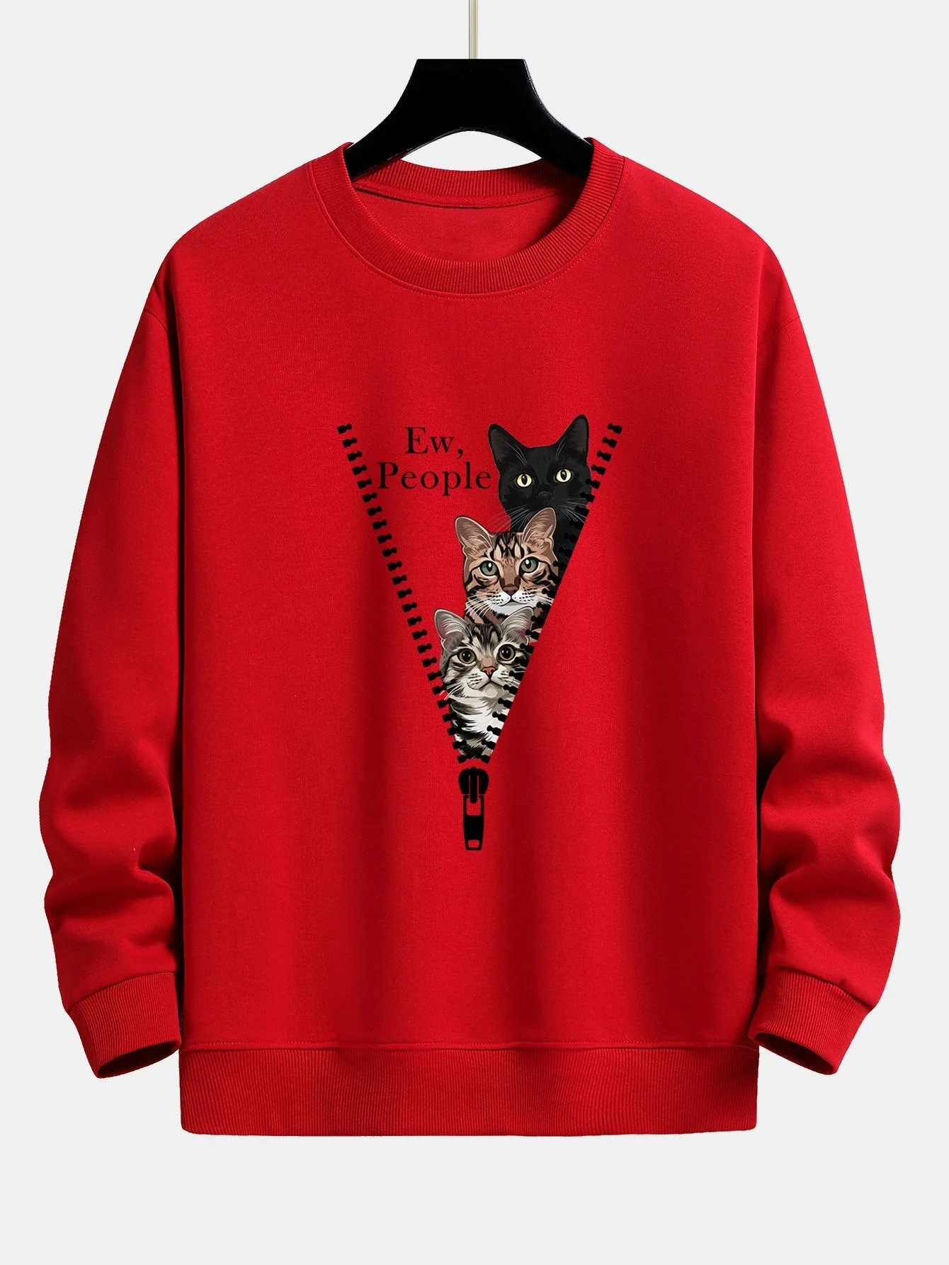 Simeón® | Zipper Cat Print Relax Fit Sweatshirt - Image 9