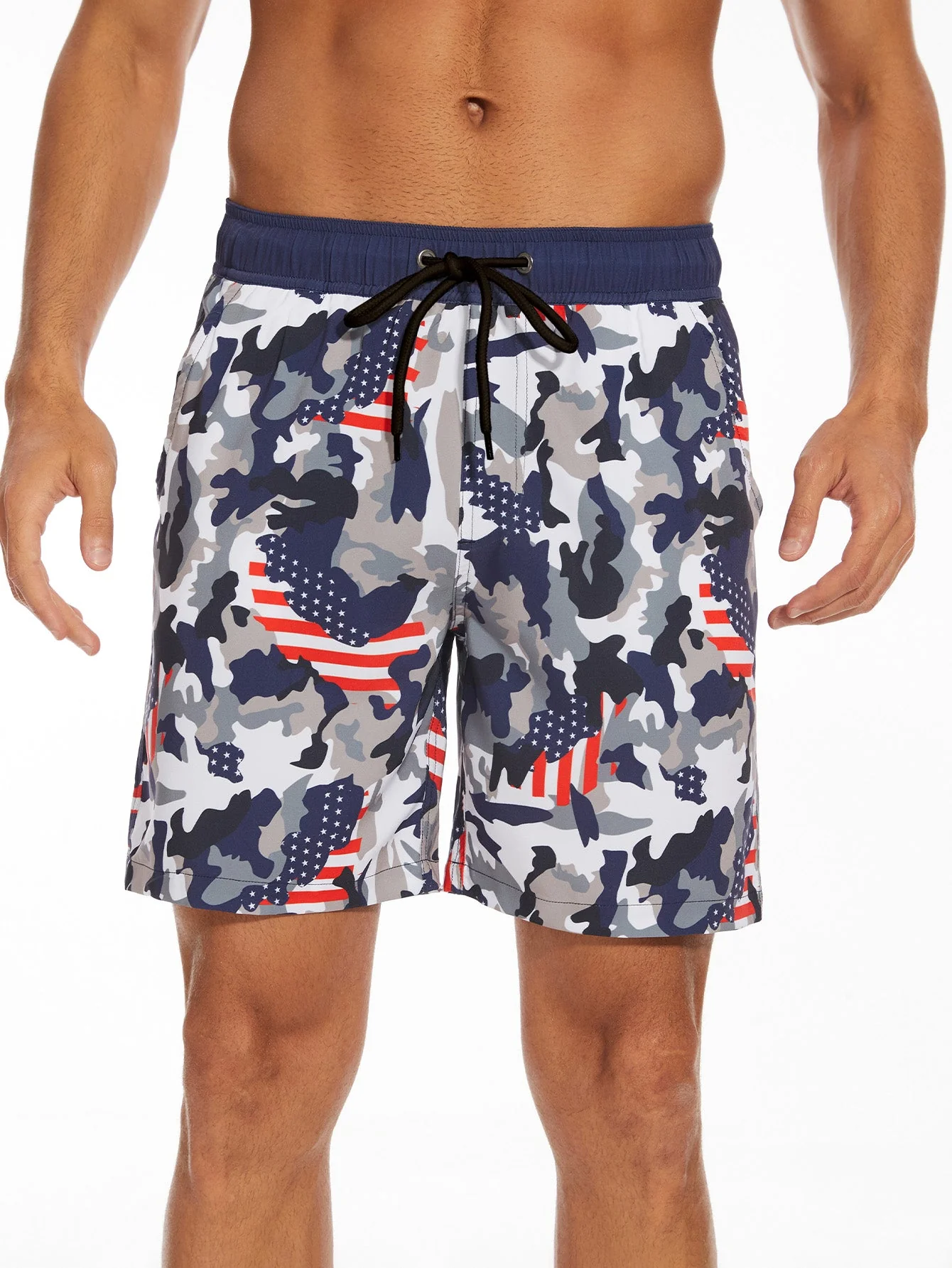 Simón® | 2 In 1 Camouflage USA Flag Print Swim Shorts - Image 2