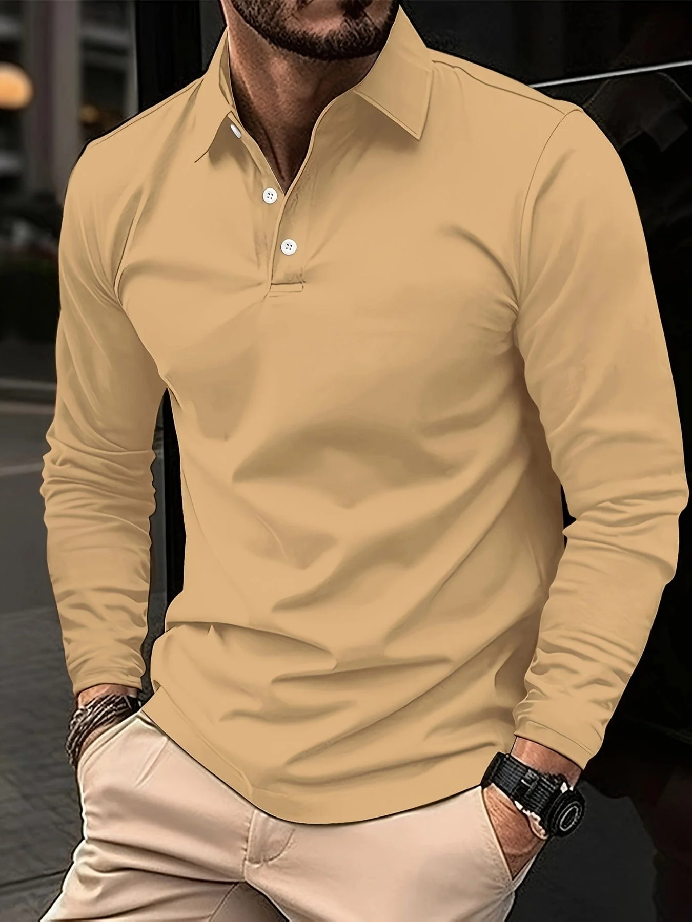 Simon® | Men's polo shirt with long sleeves - Image 5
