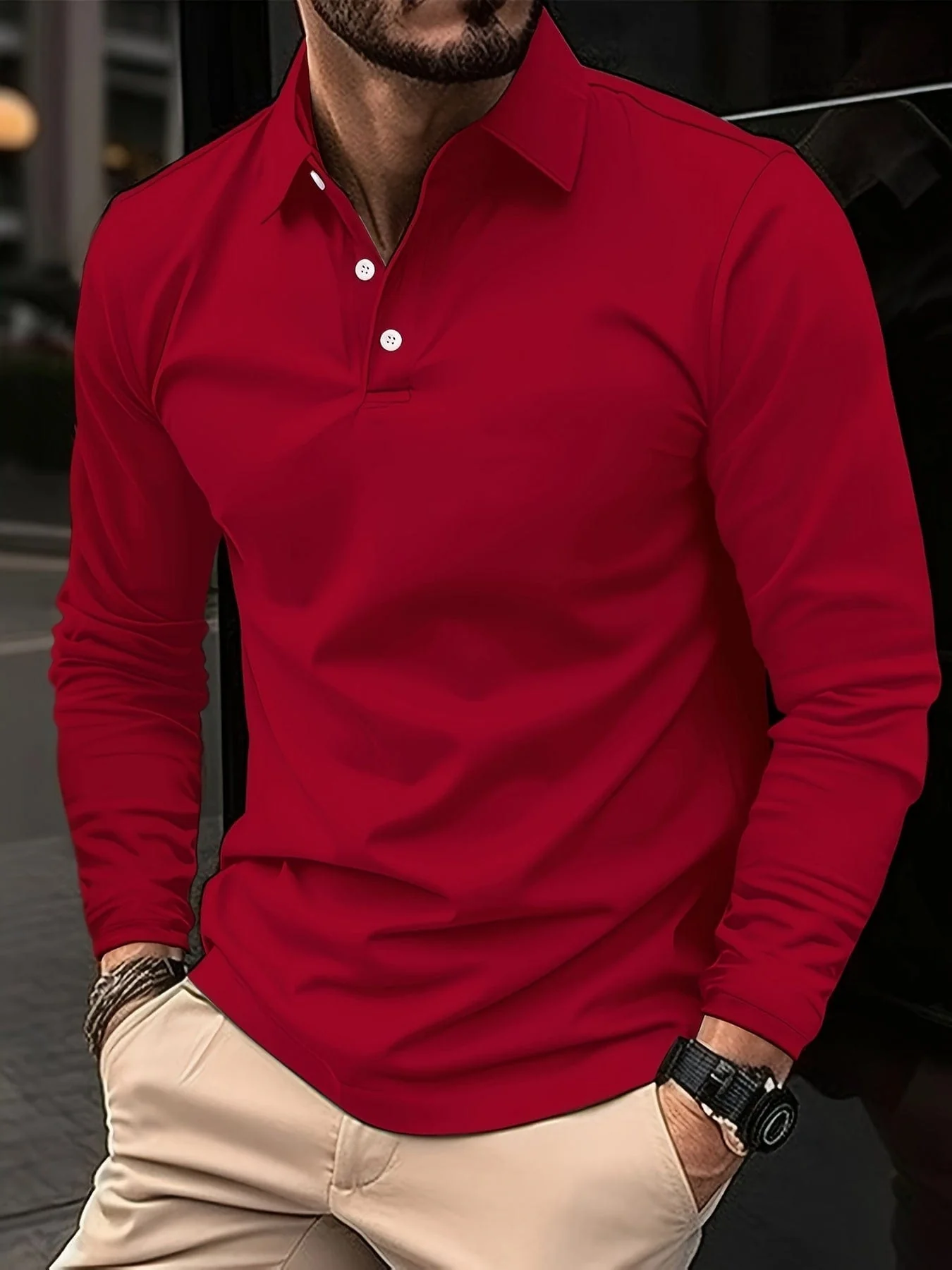 Simon® | Men's polo shirt with long sleeves - Image 6