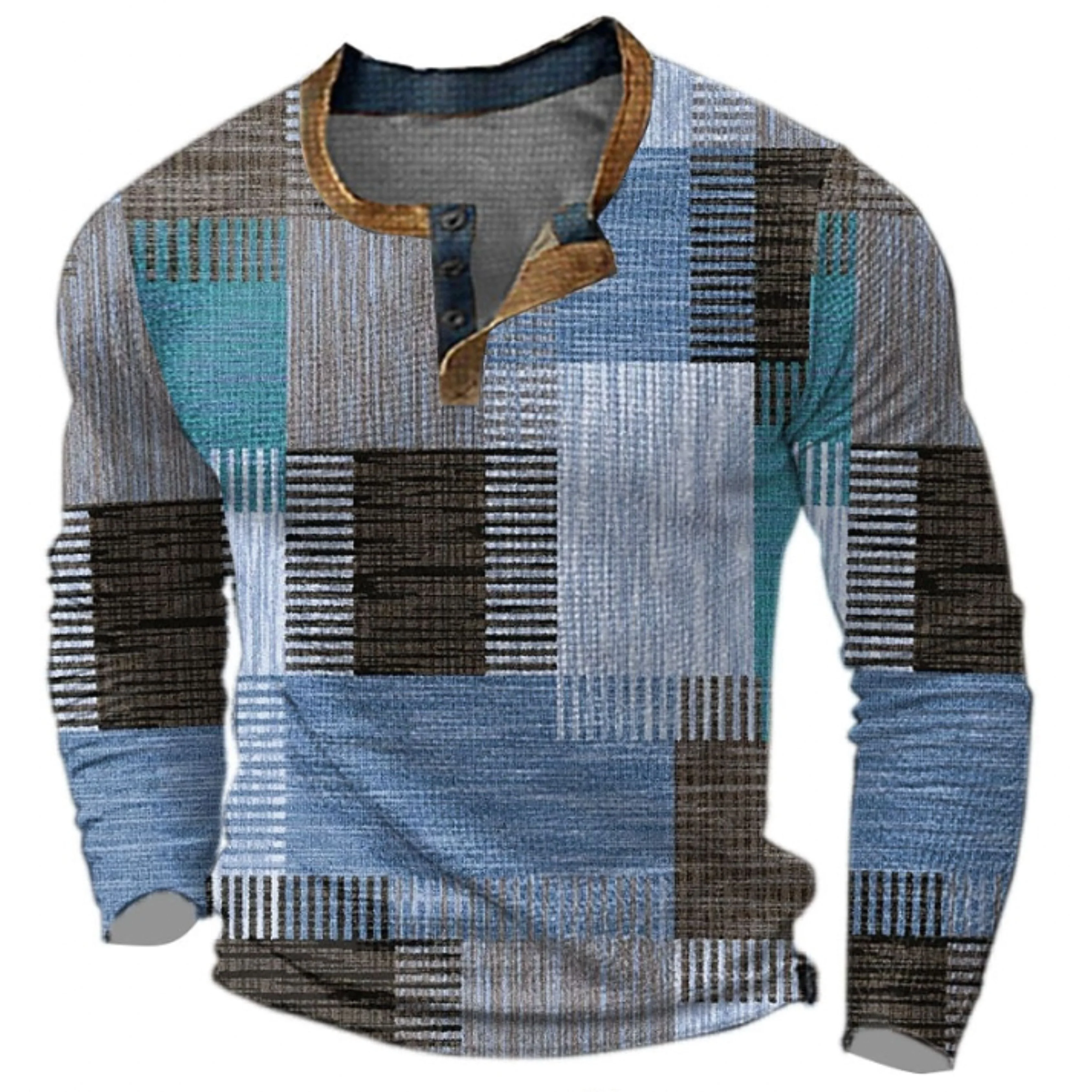 Simon® | Men's shirt with long sleeves, knotted patchwork design - Image 3