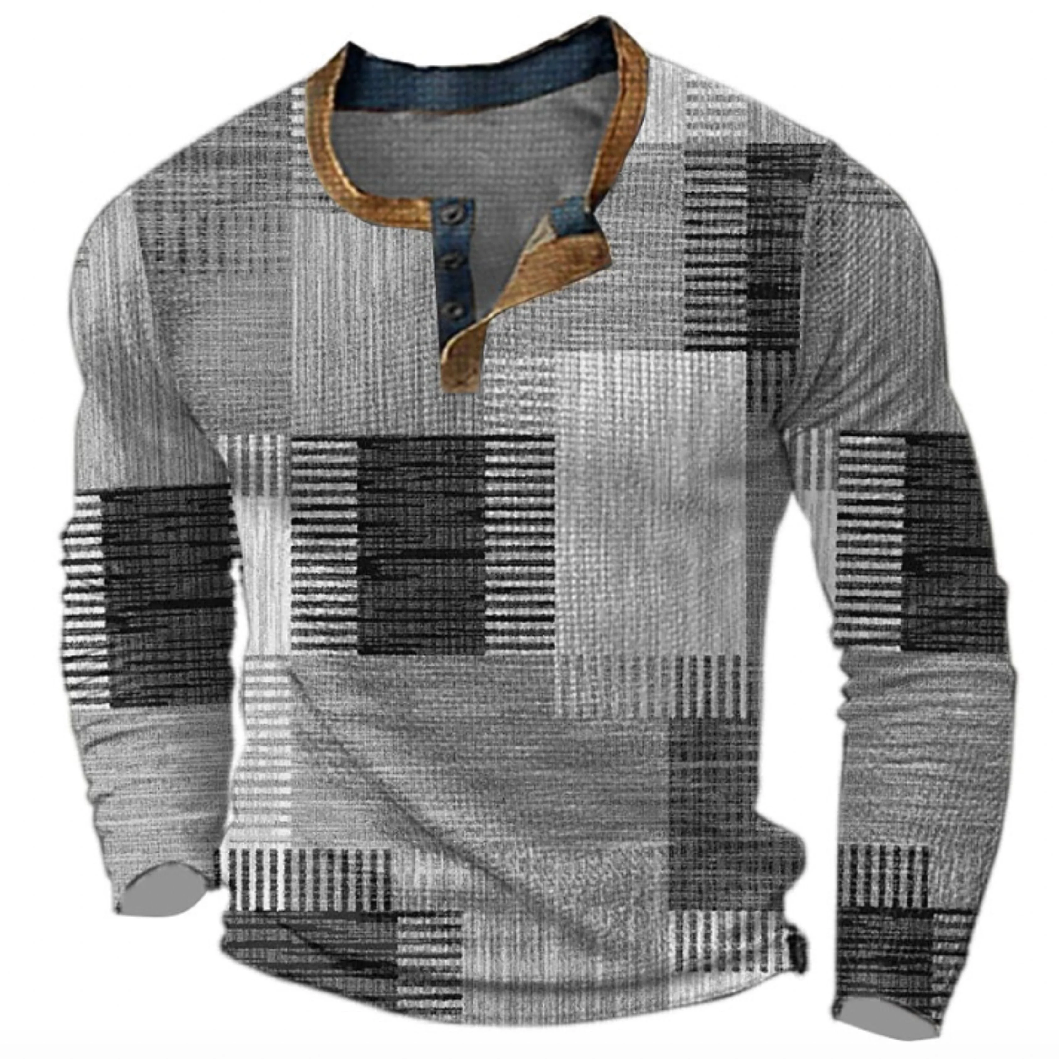 Simon® | Men's shirt with long sleeves, knotted patchwork design - Image 4