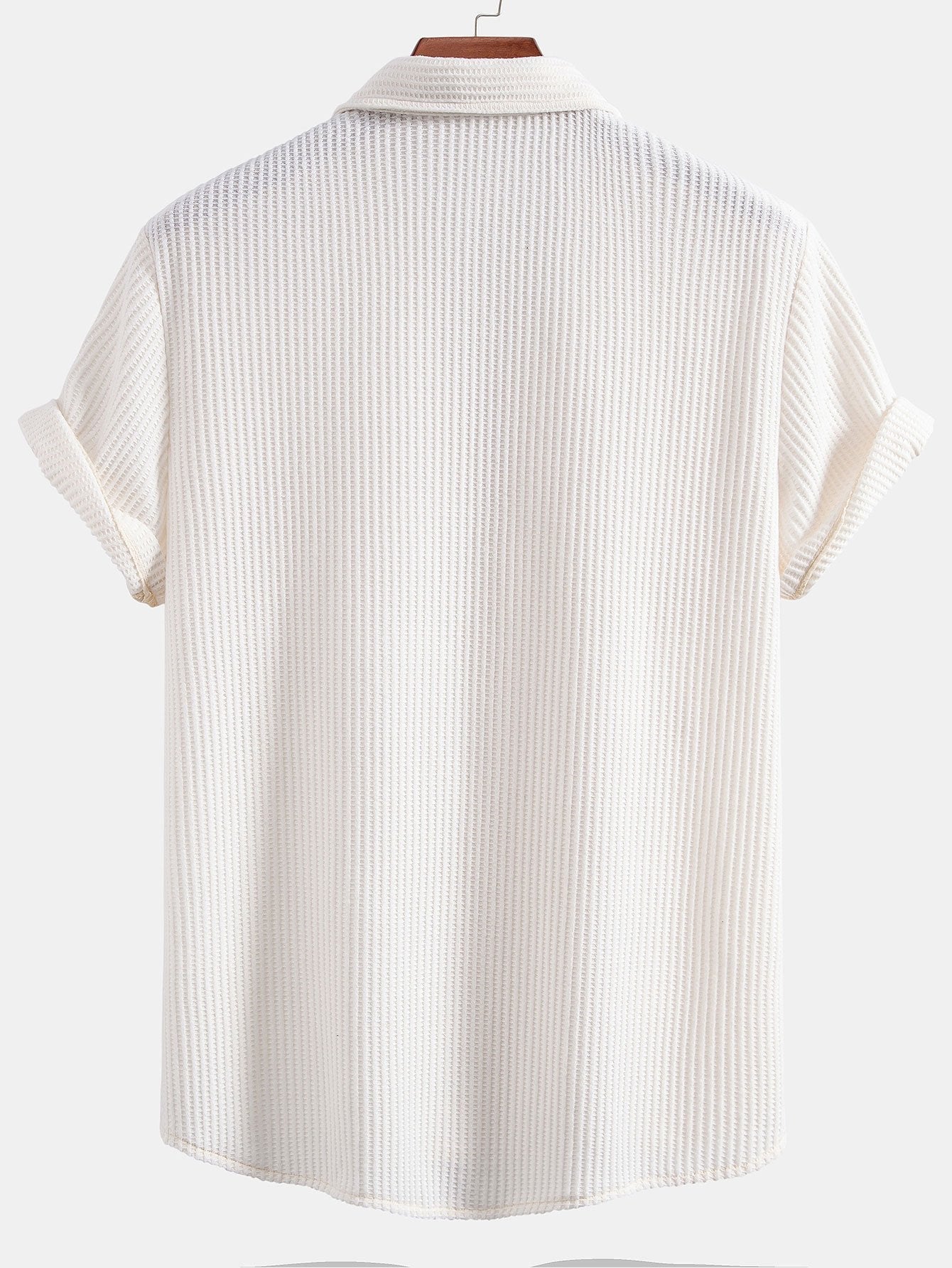 Simon® | Waffle Button Up Shirt & Drawstring Waffle Shorts - Image 9