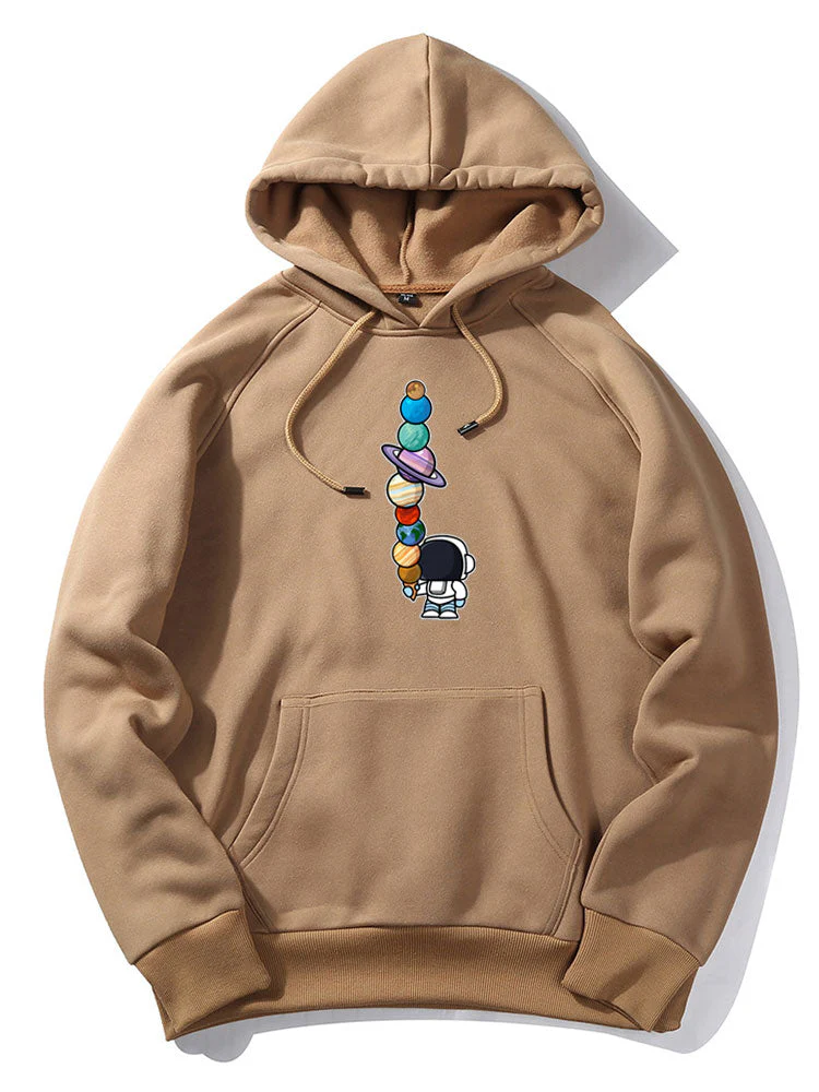 Slater | Cartoon Astronaut Planet Print Hoodie - Image 3