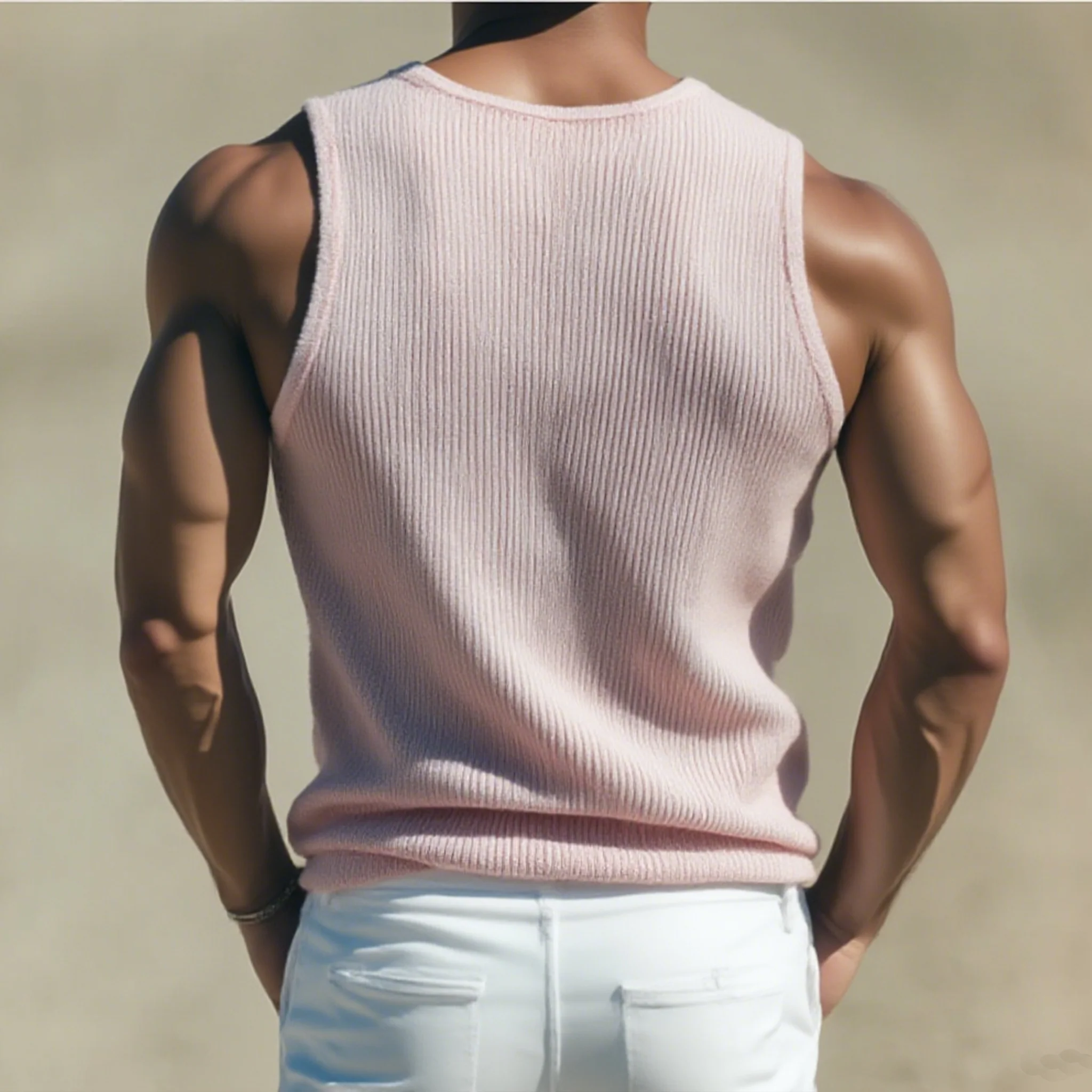 Spencer | Men'S Spring And Summer Casual U-Neck Breathable Slim Fit Knitted Tank Top - Image 3