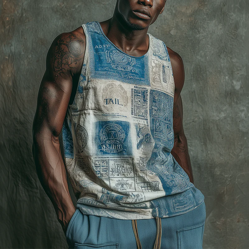 Spencer | Men'S Summer Fashion Stamp Printed Cotton Blended Tank Top - Image 2
