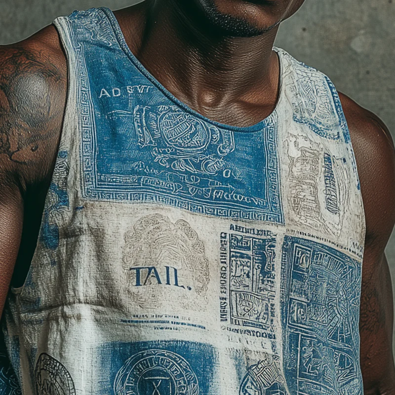 Spencer | Men'S Summer Fashion Stamp Printed Cotton Blended Tank Top - Image 3