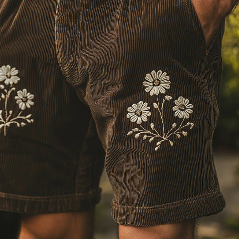 Stanley | Men'S Summer British Retro Embroidered Corduroy Shorts - Image 3