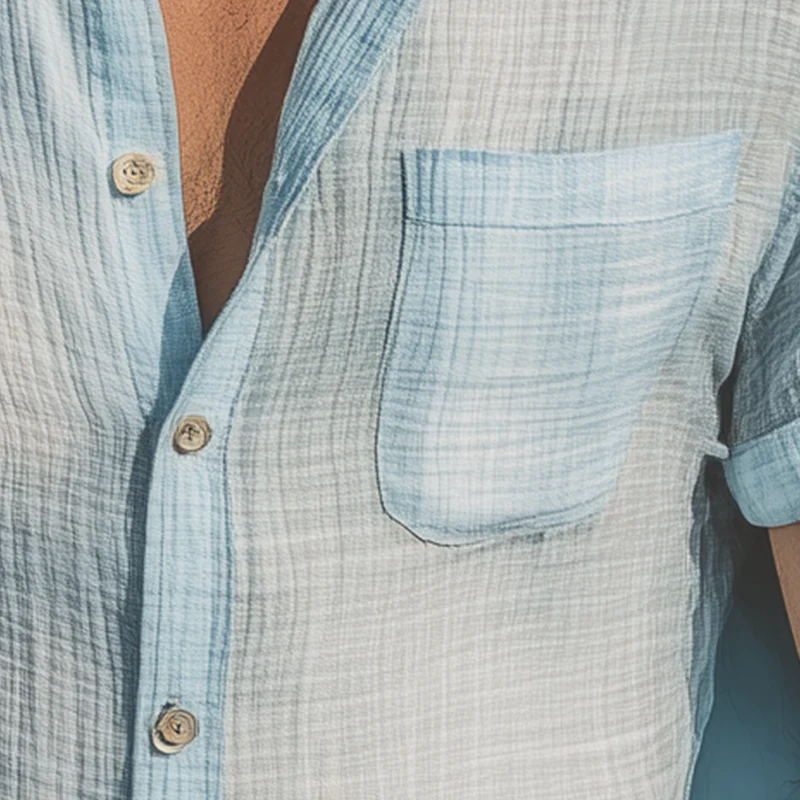 Sterling | Men'S Summer Fashion Slub Linen Lightweight Short Sleeve Shirt - Image 3