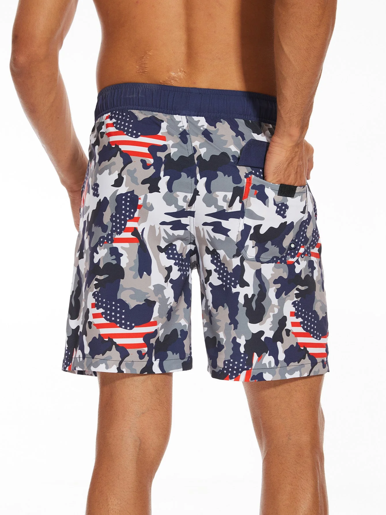 Steve® | Camouflage Usa Flag Print Swim Shorts - Image 3