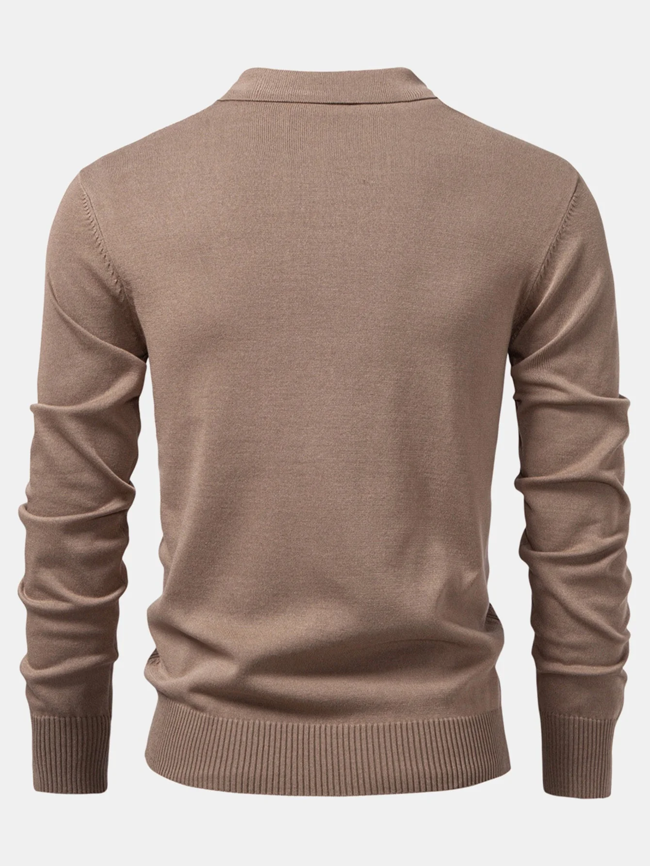 Steven | Long Sleeved Knitted Geometric Jacquard Zippe Polo Shirt - Image 8