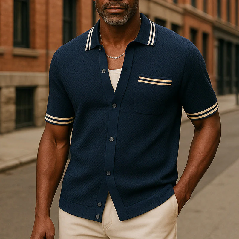 Steven | Men'S Summer Breathable Textured Fabric Short-Sleeved Sports Shirt - Image 2