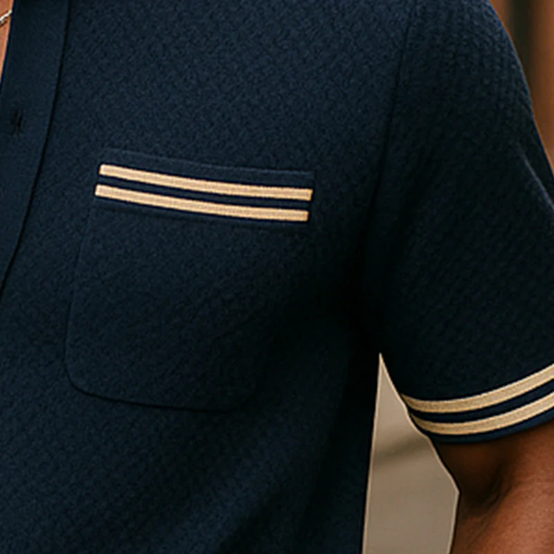 Steven | Men'S Summer Breathable Textured Fabric Short-Sleeved Sports Shirt - Image 3