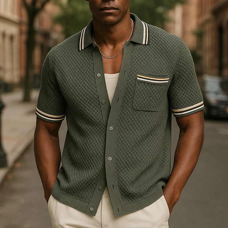 Steven | Men'S Summer Breathable Textured Fabric Short-Sleeved Sports Shirt - Image 4