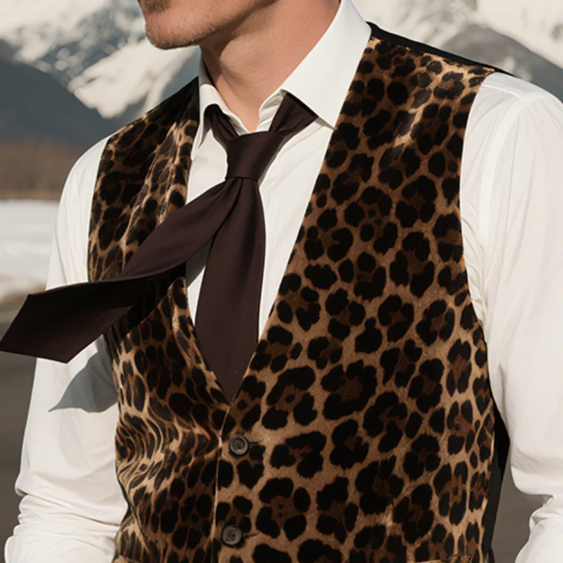 Steven | Men'S Vintage Casual Leopard Print Velvet Vest - Image 3
