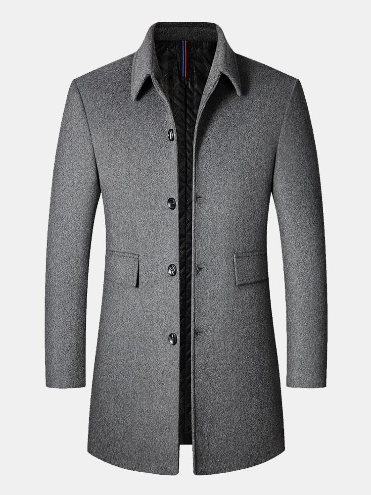 Stone | Quilted Lined Wool Blend Lapel Overcoat - Image 2