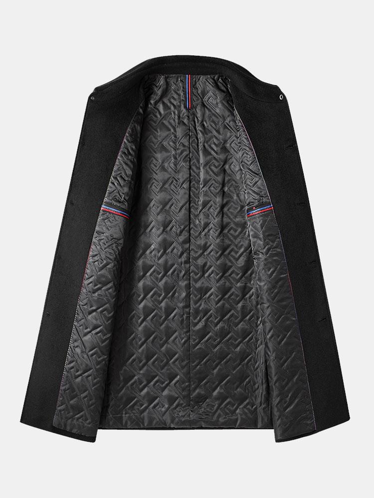 Stone | Quilted Lined Wool Blend Lapel Overcoat - Image 3