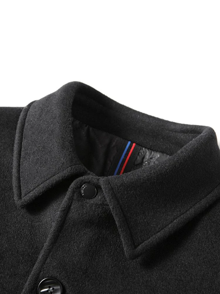 Stone | Quilted Lined Wool Blend Lapel Overcoat - Image 4