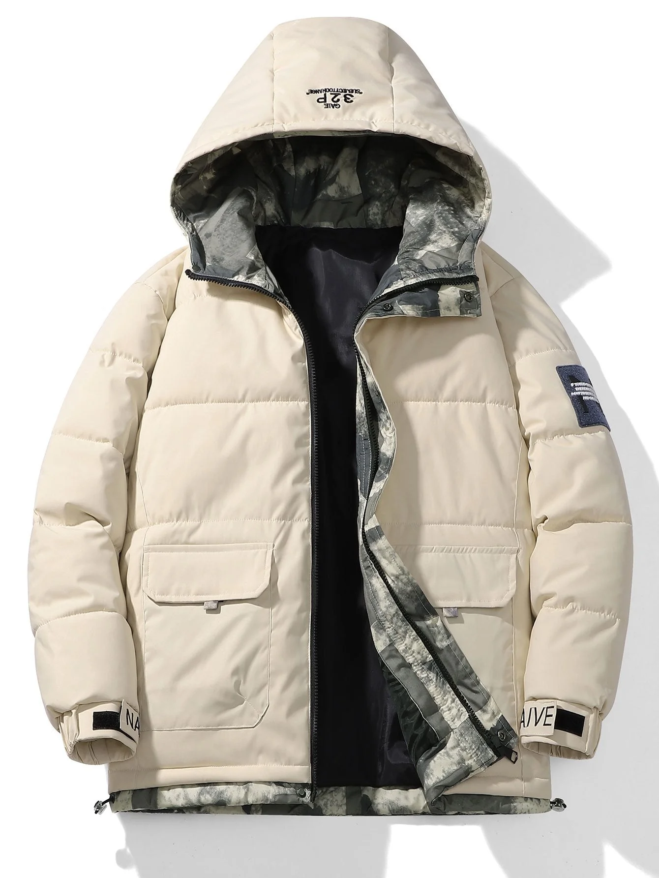 Storm | Camouflage Lined Pockets Hooded Puffer Coat - Image 3