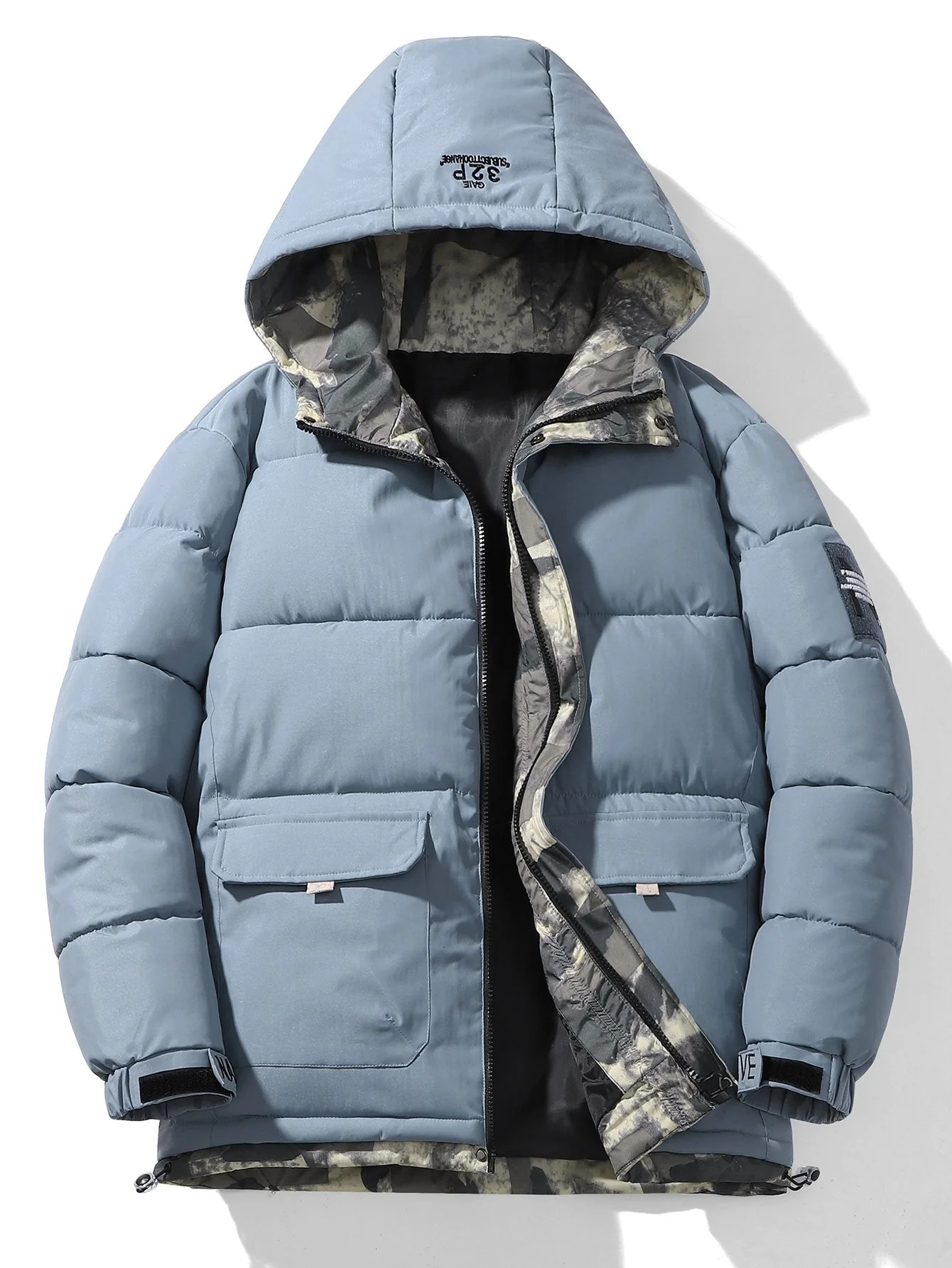 Storm | Camouflage Lined Pockets Hooded Puffer Coat - Image 4