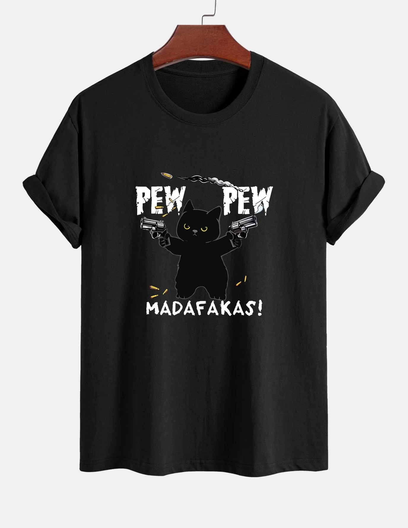 Sulpicio® | Black Cat Print Cotton T-Shirt - Image 4