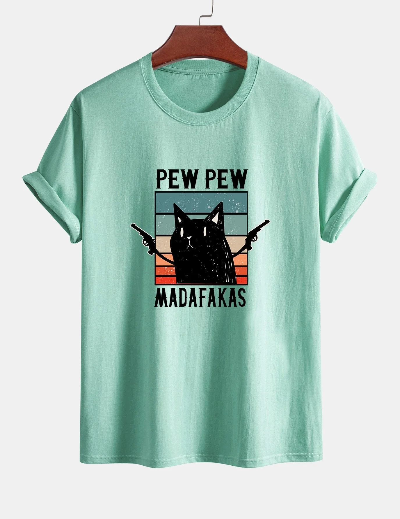 Tadeo® | Black Cat Print Cotton T-Shirt - Image 13
