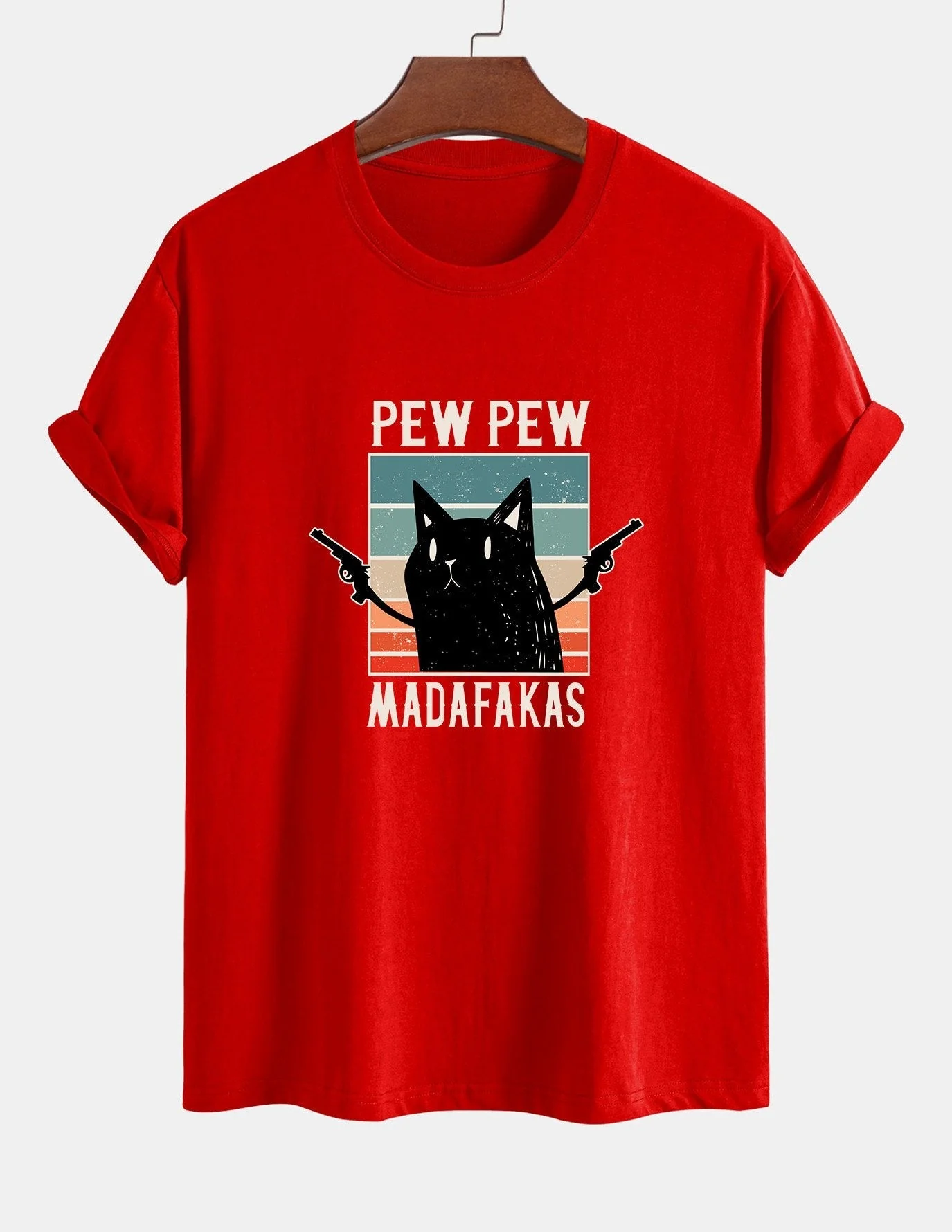 Tadeo® | Black Cat Print Cotton T-Shirt - Image 16