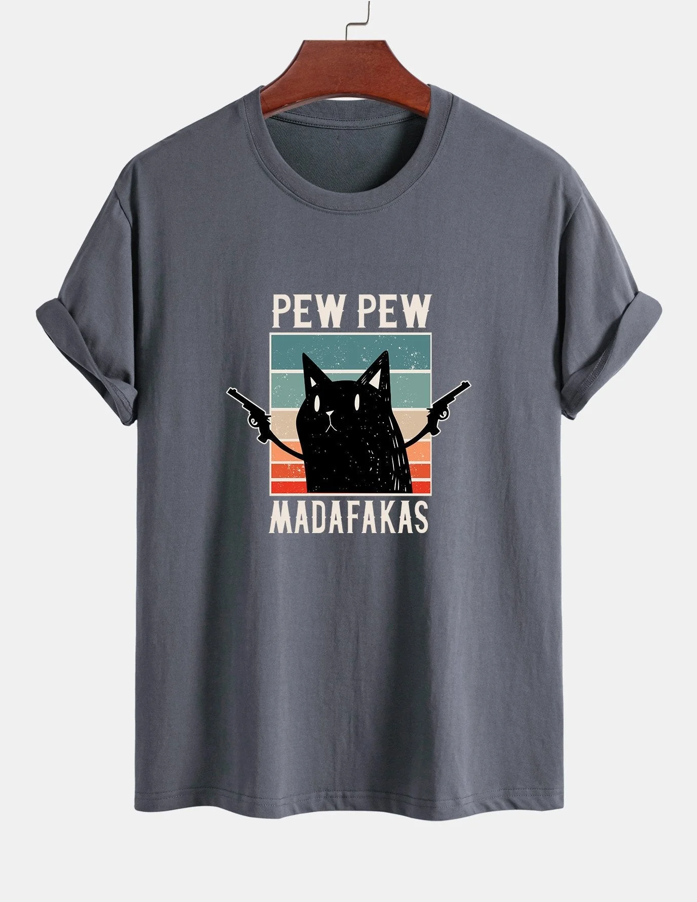 Tadeo® | Black Cat Print Cotton T-Shirt - Image 2
