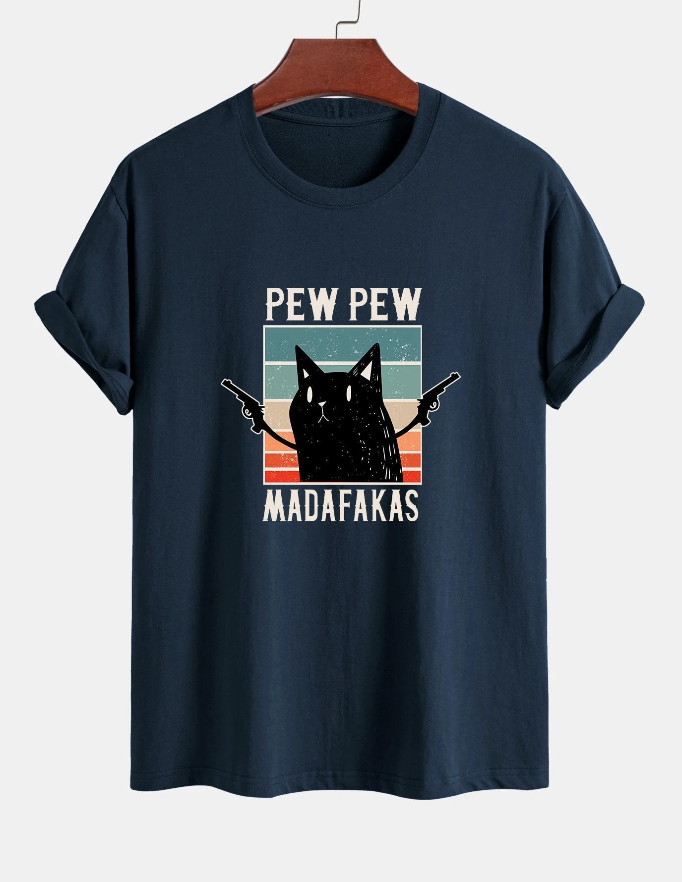 Tadeo® | Black Cat Print Cotton T-Shirt - Image 4