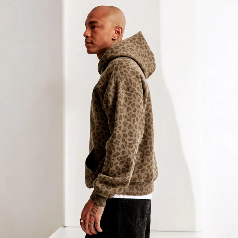Tanit | Men's leopard print hoodie - stylish and casual for streetwear - Image 2